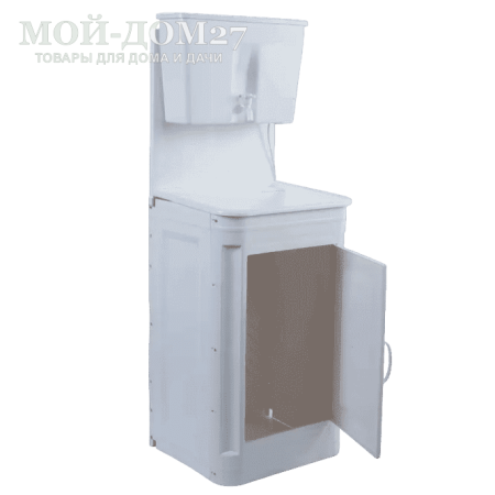 Умывальник с пластиковой тумбой без подогрева | Мой-Дом27 | Объем бака – 20 литров без нагревателя<br>
 Материал умывальника – пластик<br>
 Мойка – пластик белого цвета<br>
 Кран – пластиковый<br>
Поставляется в разобранном виде